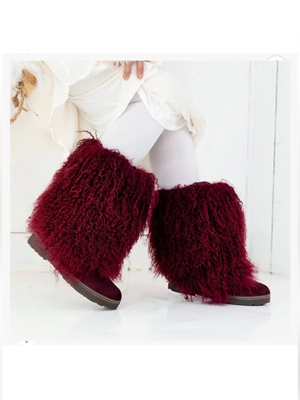 Bearpaw Boetis II Burgundy Mongolian Fur Boots – Women’s 9 Shearling Haircalf
